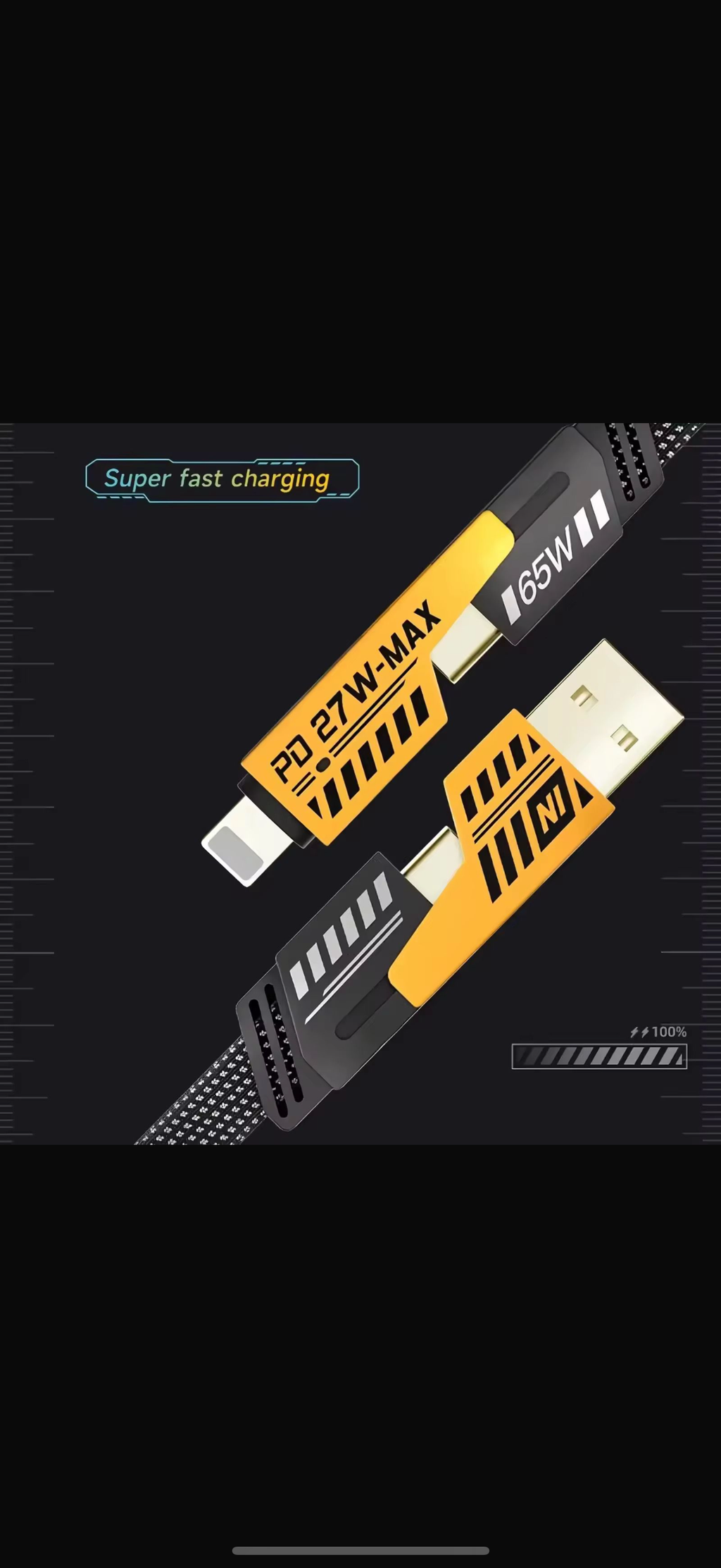 65/27 Watt 4 in 1 fast charging cable